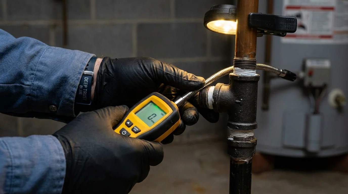 Gas leak detection with electronic sniffer by Johns Plumbing LLC in Sandpoint