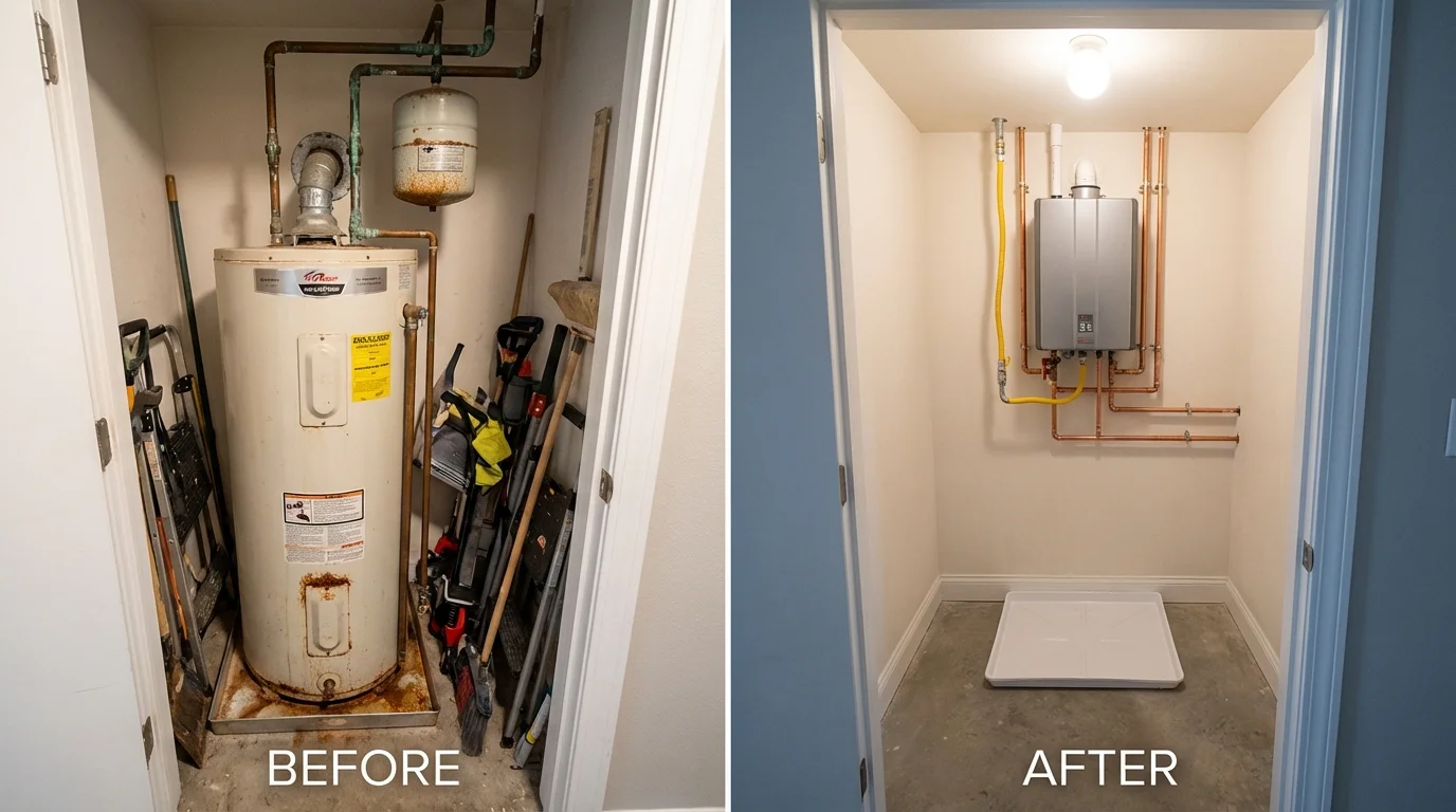 Tank water heater versus wall-mounted tankless unit comparison for Sandpoint, ID homeowners